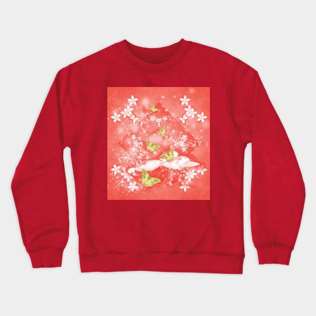 Magical toadstools and gold butterflies Crewneck Sweatshirt by hereswendy